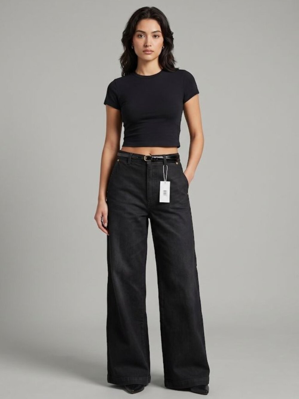Unified Unlimited High Rise Denim Relaxed Jeans Black Wash Women's Size 6 NWT